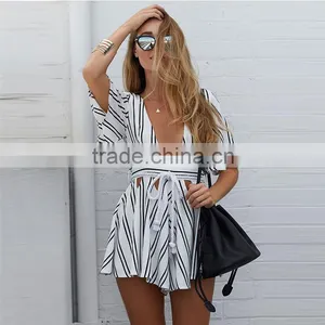 Womens Fashion Stripe Jumpsuit Playsuit Woman Apparel Clothing Summer Beach Party Dress for Women thumbnail-2