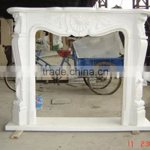 Beige Marble Indoor Fireplace thumbnail-3