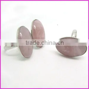 RG1052 Rose Quartz Gemstone Ring,Bezel Setting Ring,Adjustable Ring thumbnail-1