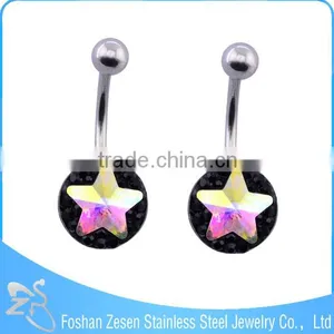 Factory Direct Sale Fashion Clear Crystal Wholesale Surgical Steel Navel Belly Ring thumbnail-4