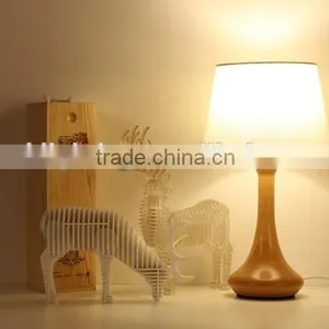 LED Wood Table Lamp JK-879-18 LED Wood Table Light White Round Lampshade Wooden Table Lamp thumbnail-2