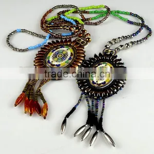 Unique Bohemian Tibetan Native Colourful Stones and Beads Necklace Pendant Applique China thumbnail-1