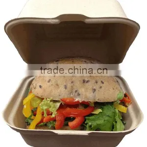 100% Biodegradable Microwavable Bagasse Hamburger Box thumbnail-1