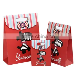 Christmas Paper Gift Bag Flower Stripe Coated Paper Gift Bag thumbnail-3
