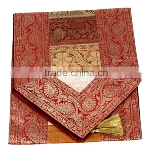 Stripe Design Red Border Colour Silk Table Runner thumbnail-1