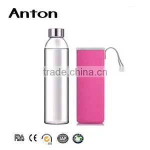400ml High Borosilicate Glass Drinking Bottle For Sports With Lid and Sleeve thumbnail-2