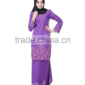 Latest Design Chiffon Fabric Baju Kurung Muslim Dress thumbnail-2