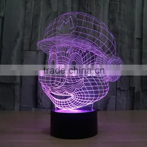 Novelty Super Mario Shape 3D Illusion Led Night Light Cartoon Atmosphere Switch ABS Led Bulbs Lamb With 7 Color Light thumbnail-3