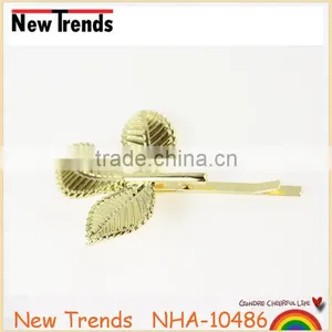 Factory Wholesale Metal Gold Leaf Hair Pin Hair Clip thumbnail-2
