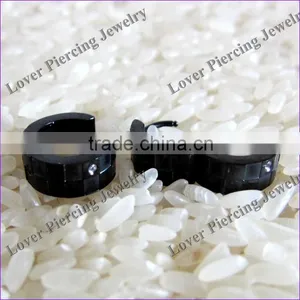 Fashon Design Black Anodized High Polish Stainless Steel Ear Piercing Studs [ES-817] thumbnail-1