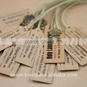Paper Craft Label With Cotton Cord and Bronze Mini Olive Wood Tree thumbnail-3