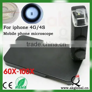 Wholesales 2014 Mini 60X -100X Magnifier Microscope Lens for IPhone 4 thumbnail-1