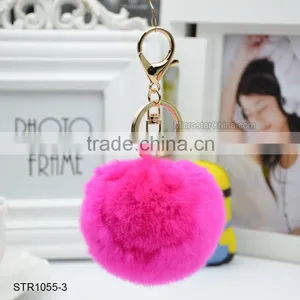 20 Colors 8cm Genuine Rex Rabbit Fur Ball Pom Pom Keychain Fur Ball Keychain thumbnail-4