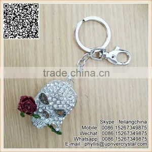 Cheap Fashion Good Quality Rose Skull Bite Keychain thumbnail-2