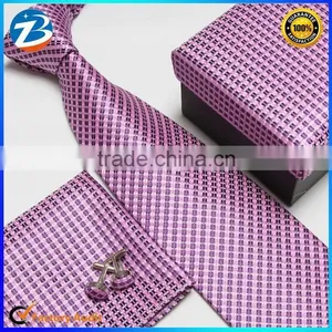 New Designer Checkered Microfiber Necktie Hanky Cufflinks Sets for Men thumbnail-3