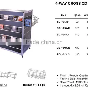 Retail 4 Way MDF Slatwall Horizontal CD Rack With Wire Basket thumbnail-2