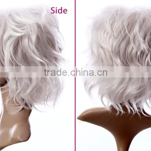 High Quality White Silk Top Lace Front Wig Small Head Short Synthetic Hair Wig thumbnail-3