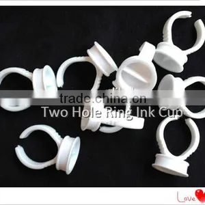 100 PCS Permanent Makeup Disposable Finger Ring Ink Cups With Sponge, Disposable Eyebrow Rings Caps thumbnail-2