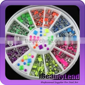 Nail Metal Studs Fluorescent 12colors Nail Studs Square and Round Studs thumbnail-1
