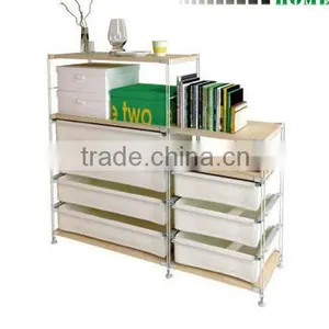 HOT! Fabric and Wood Home Storage Shelf thumbnail-1