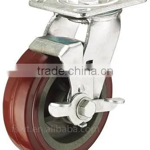 100mm PVC Heavy Duty Top Plate Adjustable Swivel Brake Casters thumbnail-1