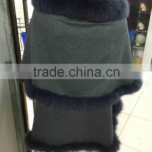 Winter Fashion Women Real Fox Fur With Cashmere Shawl thumbnail-4