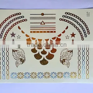 Non-toxic Flash Body Gold Temporary Tattoos Custom Metal Logo Stickers thumbnail-2