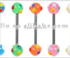 Colourful Acrylic Tongue Barbell Rings Body Piercing Jewelry thumbnail-1