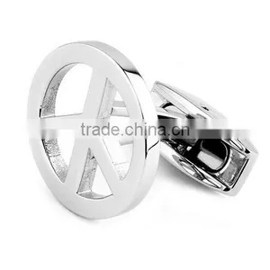 Stainless Steel Peace Sign Men's Cuff Links thumbnail-2