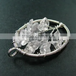 40x55mm Round Handmade Wiring Tree in Random White Crystal Stone Pendant Charm DIY Supplies 1820246 thumbnail-1
