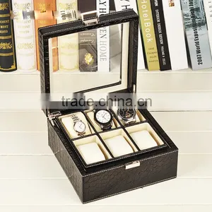 Chinese Factories Wholesale Custom PU 6 Watches Boxes, Leather Fashion Beautiful Gift Box thumbnail-2