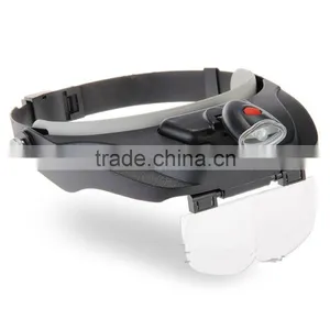 Kawachi 4 Lens Hands Free Head Magnifying Glass Magnifier LED Light Loupe thumbnail-3