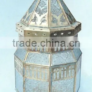 Antique Brass Candle Holder Lantern thumbnail-1