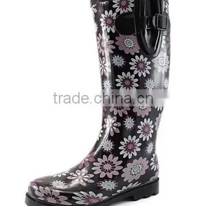 Women's Puddles Rain and Snow Boot Multi Color Mid Calf Knee High Waterproof Rainboots thumbnail-1