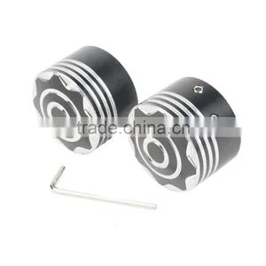 Black Front Axle Nut Covers For Dyna Softail Electra Glide Trike thumbnail-4