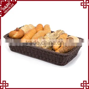 Classic and Durable Food Grade Plastic Wicker Hand Woven Bread Basket for Bakery Display thumbnail-1