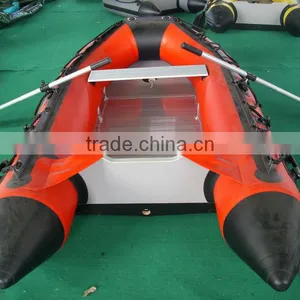 2.4m Red PVC Aluminium Floor Inflatable Rowing Boat thumbnail-1