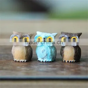 3 Color Mini Resin Owl Decoration Ecological Bottle Set Props thumbnail-1