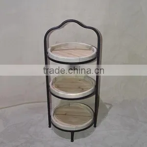 2017 Hot Sell Antique Wood Metal Dinning-side Cabinet With Wheel thumbnail-4