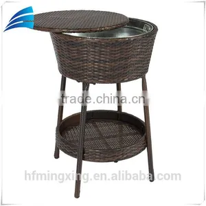 Outdoor Patio PE Rattan Wicker Ice Bucket Cooler With Tray&stand thumbnail-2