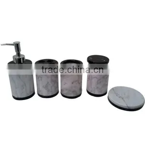 Homewares Luxury White and Black Mixed Marble Bathroom Accessories thumbnail-1