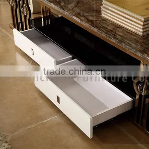 Luxury Stone Top Modern TV Stand With LEDd Lighting thumbnail-4