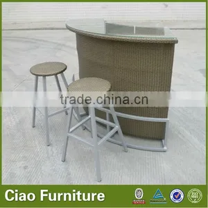 Club Artificial Rattan Bar Stool Round Bar Stool thumbnail-2