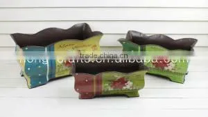 Brown Rectangular Garden Metal Planter for Christmas Decoration thumbnail-1
