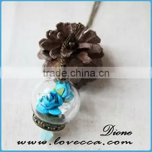 Vintage Style Jewelry Antiqued Bronze Flower Cap Bail Wish Vial Drop Glass Bottle Pendant Vial thumbnail-4