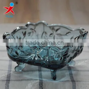 Vintage Blue Grape Corners of Square Glass Bowl ~ European-style Ashtray Salad Bowl Soap Box Dried Fruit Bowl of Ice Cream Bowl thumbnail-1