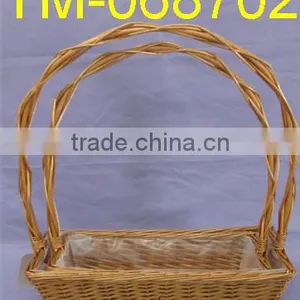 Large Rectangular Willow Basket With Long Handle thumbnail-1