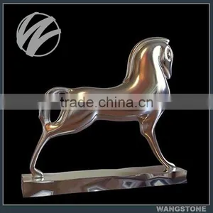 Stainless Steel High Polished Life Size Horse Statues for Sale thumbnail-1