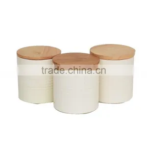 Metal BAMBOO LID Kitchen Container Set of 3 Kitchen Canister Set of 3 thumbnail-1