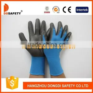 13G Blue Nylon With Black Nitrile Palm Coated Work Gloves Safety thumbnail-1